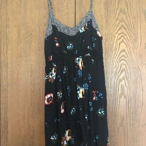 Black floral and polka dot dress